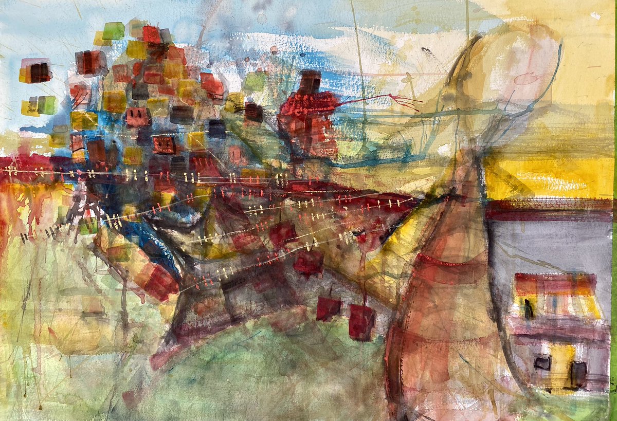 RonanCahill15's tweet image. “Fake New Dawns” #abstractart #watercolour #scottishart