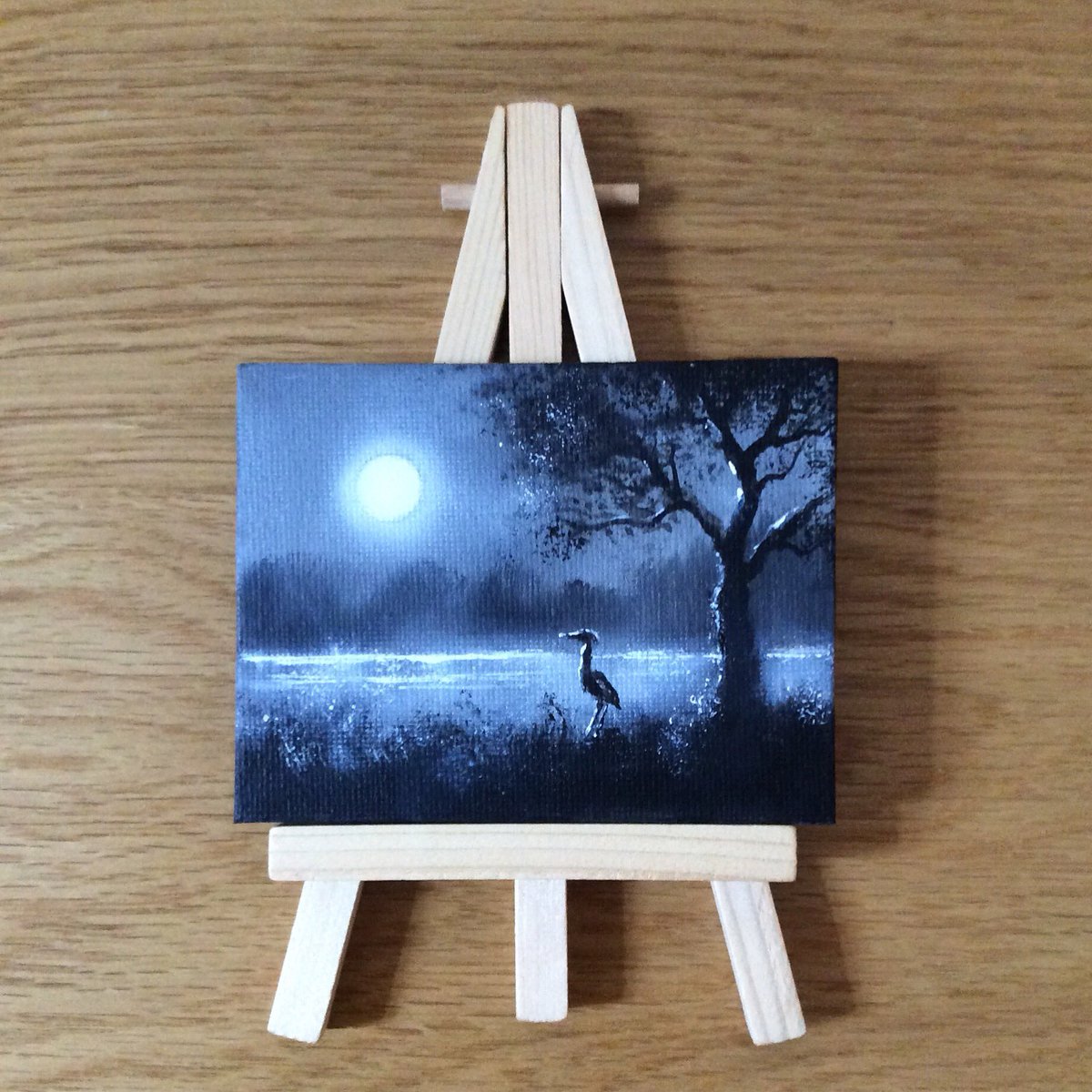 Today’s finished miniature painting #art #artist #illustrator #miniaturepainting #heron #blackandwhite