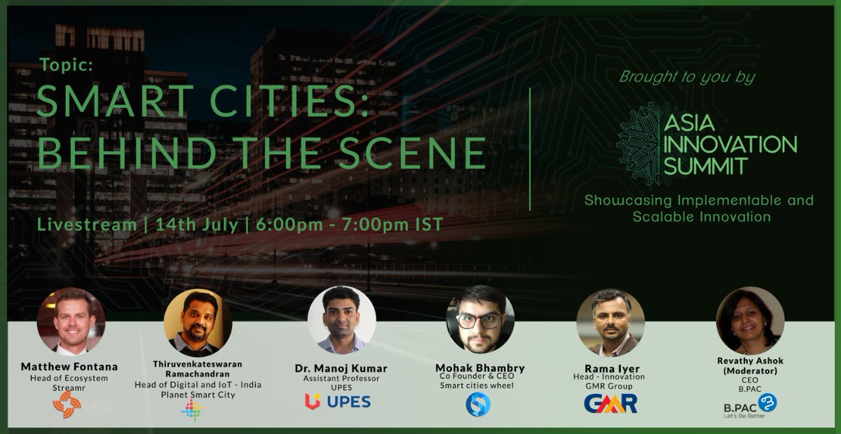 SCWheelofficial's tweet photo. Our Founder &amp; Chief Engineer @mohakbhambry will be speaking with the esteemed guest in the panel discussion about Smart Cities- Behind the Scene. Do tune in-
https://t.co/BmCKZaaIuE

#SmartCitiesWheel #Roborics https://t.co/yOJhhPAFzB