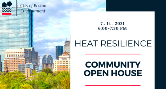 BostonEnviro's tweet photo. 🚨Tonight at 6pm! Heat Resilience Community Open House🚨 

#ClimateReadyBOS is planning for the short and long term effects of heat in Boston. Join us to discuss cooling solutions for our neighborhoods.

RSVP: https://t.co/BRmRSGz36v https://t.co/GMZ5NQ6K3G