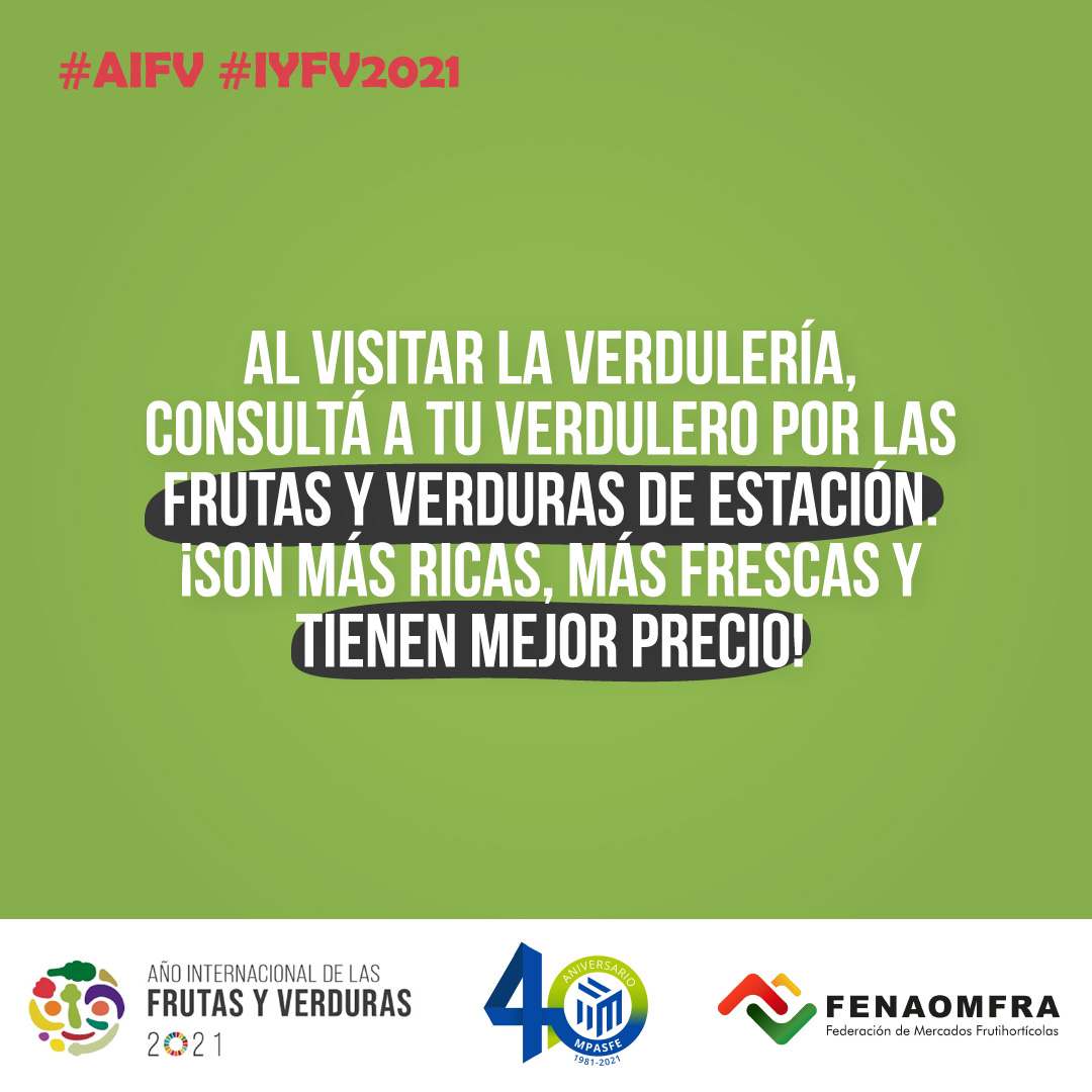 MPASFE's tweet photo. El verdulero de tu barrio conoce el precio, el aspecto, la frescura y la estacionalidad de las frutas y verduras 💪
Consultales siempre a ellos sobre productos de temporada, y no te quedes sin comer tus #5Al día 🤩🍅

Sumate al desafío 🖐️ #AIFV #IYFV2021 #AñoFrutasVerduras https://t.co/IYelN7QGN1