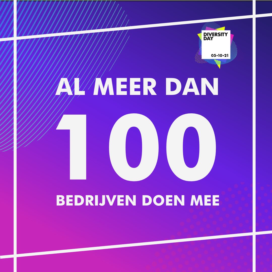 We zijn enorm blij met het aantal aanmeldingen dat nu al binnen komt. 💜 De eerste 100 bedrijven zullen deelnemen aan Diversity Day en geven extra aandacht aan diversiteit en inclusie op de werkvloer.
 
Heb jij je nog niet aangemeld? Doe dat dan snel via diversityday.NL