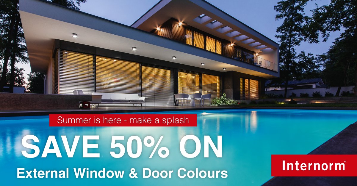 InternormUK's tweet photo. DON'T MISS! Get 50% off all external colours on Timber-Aluminium and uPVC-Aluminium windows and doors. Contact your local Internorm Partner today to discuss your project. #InternormOffer
👇
https://t.co/ESfFKTusCx https://t.co/hTaIdmNDJk
