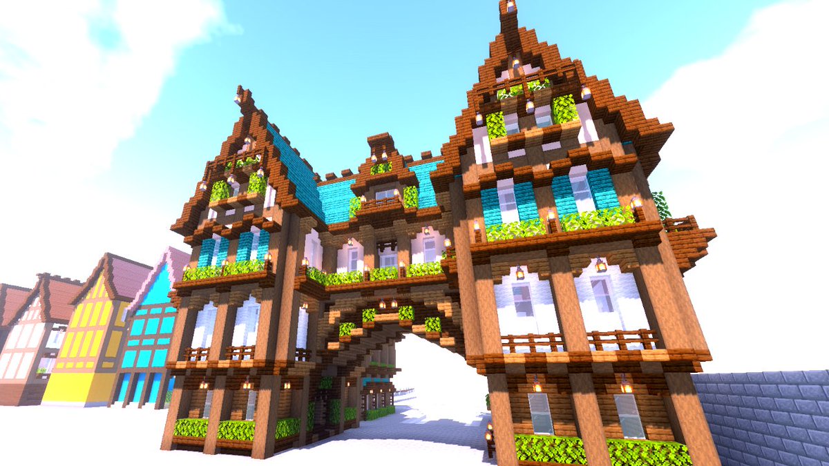 おかずクラフト マイクラ建築 ゲートハウス完成 Minecraft Minecraft建築コミュ マインクラフト バニラ建築学部