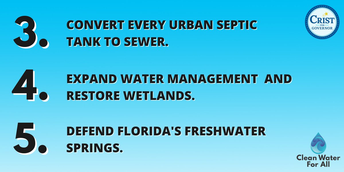 CharlieCrist's tweet photo. Clean water is a human right. My “Clean Water for All” plan is a promise to Florida that once elected I will do right by our beautiful Sunshine State and ensure clean water and coastal communities for generations of Floridians. https://t.co/S1fGK2lhVu