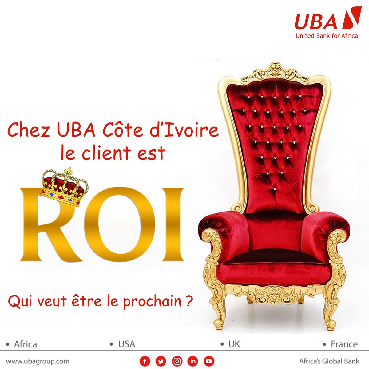 UBA_Cotedivoire's tweet photo. A UBA Côte d'Ivoire, le client est toujours Roi.
C'est la magie du service.
Nous vous attendons dans nos agences Rois et Reines 👑🤗
#AfricasGlobalBank #UBACDI https://t.co/3HOKKUxwox