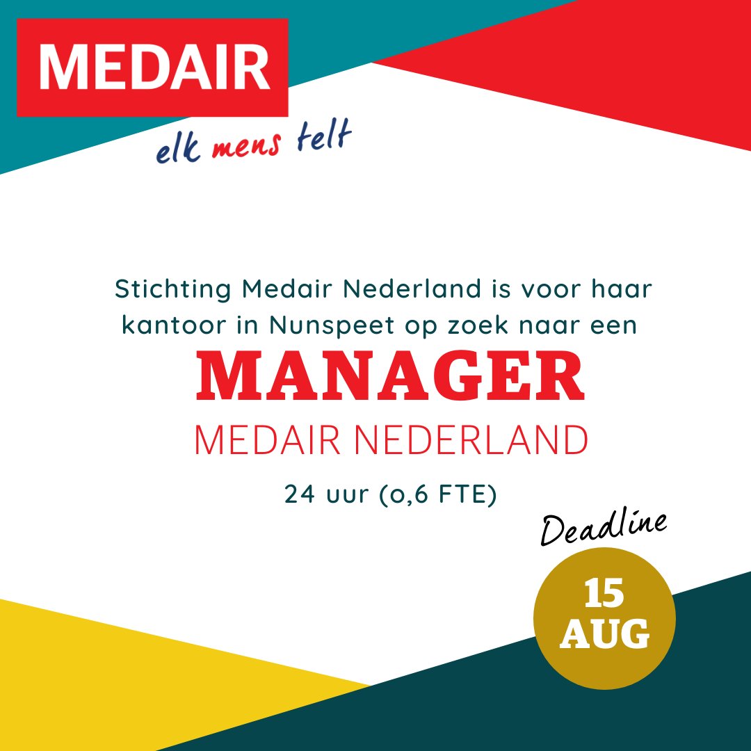 MedairNL's tweet photo. Wij zijn op zoek naar een manager! 
Herken je jezelf in deze vacature? Dan maken we graag kennis! 
https://t.co/b7OA6KVKsf

#vacature #noodhulp #internationaal #manager #fondswerving #netwerken #groeien https://t.co/WGz3H0IwT1