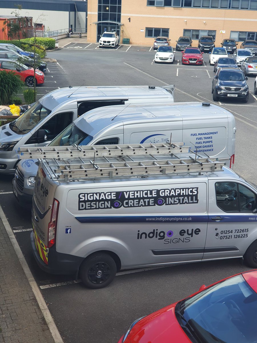 Today <a href="/IndigoEyeCreate/">Indigo Eye Signs & Indigo Eye Creative</a> are busy at our HQ adding livery to our new 21 plate vans. We regularly update all of our vehicles to ensure reliability on the road. #NationalNetwork #TeamAtTriscan