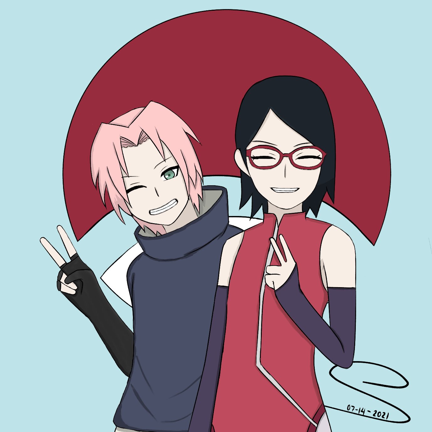 shan on Twitter "I tried drawing Sarada together with his little
