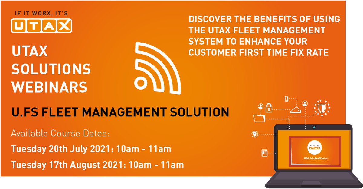 UTAXUKLTD's tweet image. Our next #solutions #webinar is all about U.FS, our Fleet Management System, and will cover all the benefits of this powerful tool.
   
Spaces are available for eligible partners on both dates, so register today by emailing training@utax.co.uk.

#PrintManagementSolutions #Print