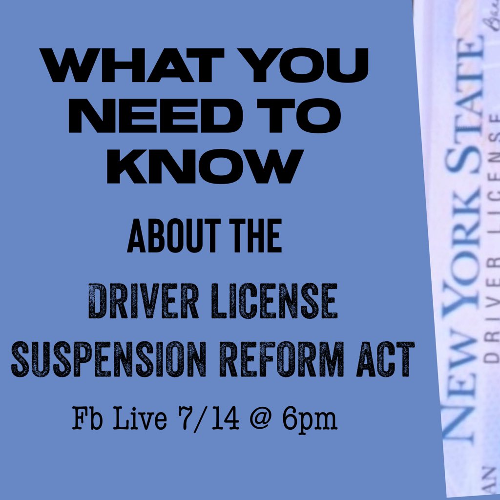 Think your license is suspended? You might be in the clear. Join us on our Facebook page to learn more about the Drivers License Suspension Reform Act.