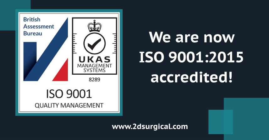 2D_Surgical's tweet photo. We are delighted to have received the ISO 9001 certification for Quality Management! 

Meeting ISO standards allows us to produce high quality products that identify and meet customer needs, and so continuously improving customer satisfaction! Well done team!👏

#ISO9001 #Quality https://t.co/uHJKXJLBbh