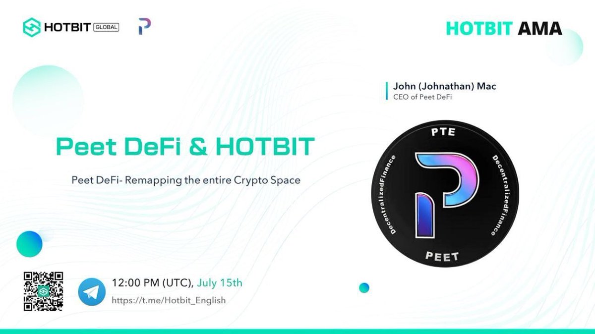 DefiPte's tweet photo. It is our pleasure to be featured on a live AMA with Hotbit. Our CEO @JohnMac89956621 will be answering questions tomorrow July 15th at 12:00 pm UTC in the Hotbit Telegram channel. Make sure you join to be eligible to win a share of 1000 PTE tokens! RT! https://t.co/MxlLfk6biV https://t.co/hgDk8v0m2L