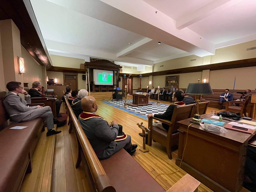 DCGrandLodge's tweet photo. .@federallodge returned to in-person activities last Monday. Their guest speaker, Jane Conner, provided a brief history of the Aquia stone that was quarried from Governor’s Island #Virginia to build the @WhiteHouse, @uscapitol, and other notable #DC buildings. #Freemasonry https://t.co/v3EleP8JgK