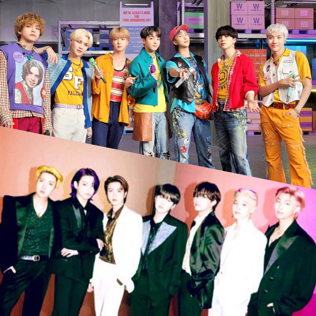 Ayarin90391381's tweet image. イケイケ爆イケ団からの〜

何このアイドル感満載な服💜
可愛いだろ♡そして両極端すぎる…

#FNSでBTS 
#BTS_Butter