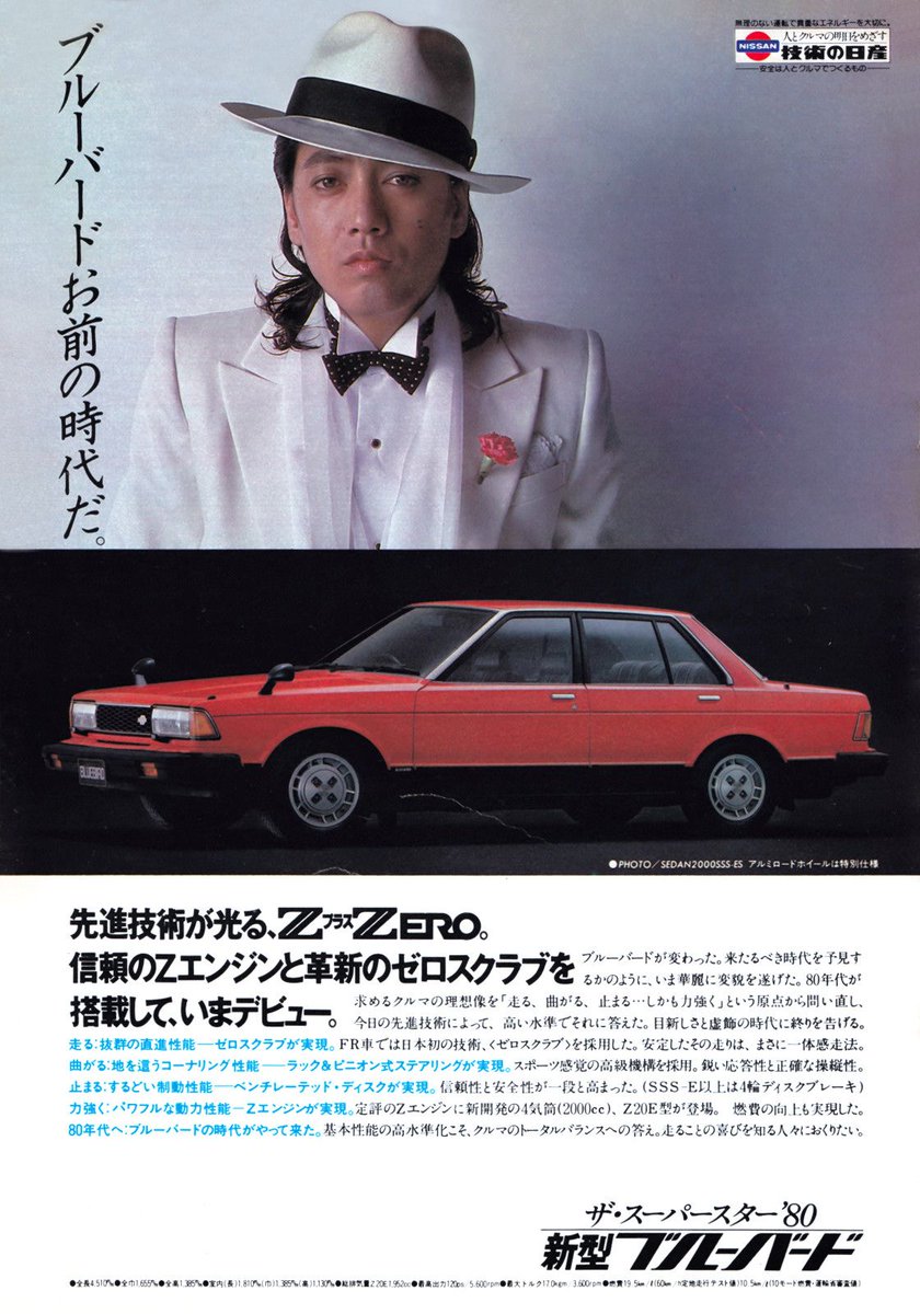 ジュリーこと沢田研二さんと言えば、日産（ダットサン）ブルーバード