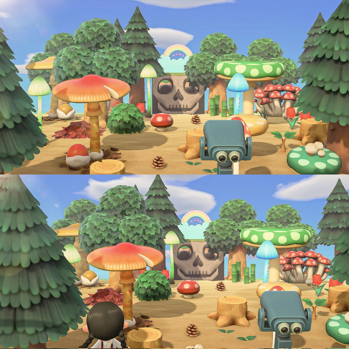 Awakeningislnd's tweet photo. La forêt aux champignons et son gardien 💀🍄

#ACNH #AnimalCrossing https://t.co/4PR8eB4PFb