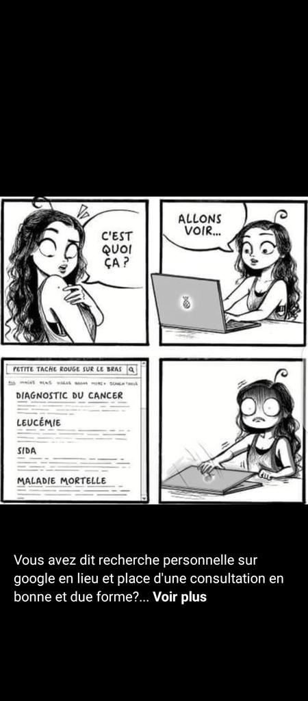 ⚠️Arrêtez de rechercher le diagnostic de vos symptômes sur internet!!!
⚠️Arrêtez de rechercher le diagnostic de vos symptômes sur internet!!!
Vous allez vous stresser pour rien.
Au moindre symptôme contacter un médecin ou rendez-vous en consultation.