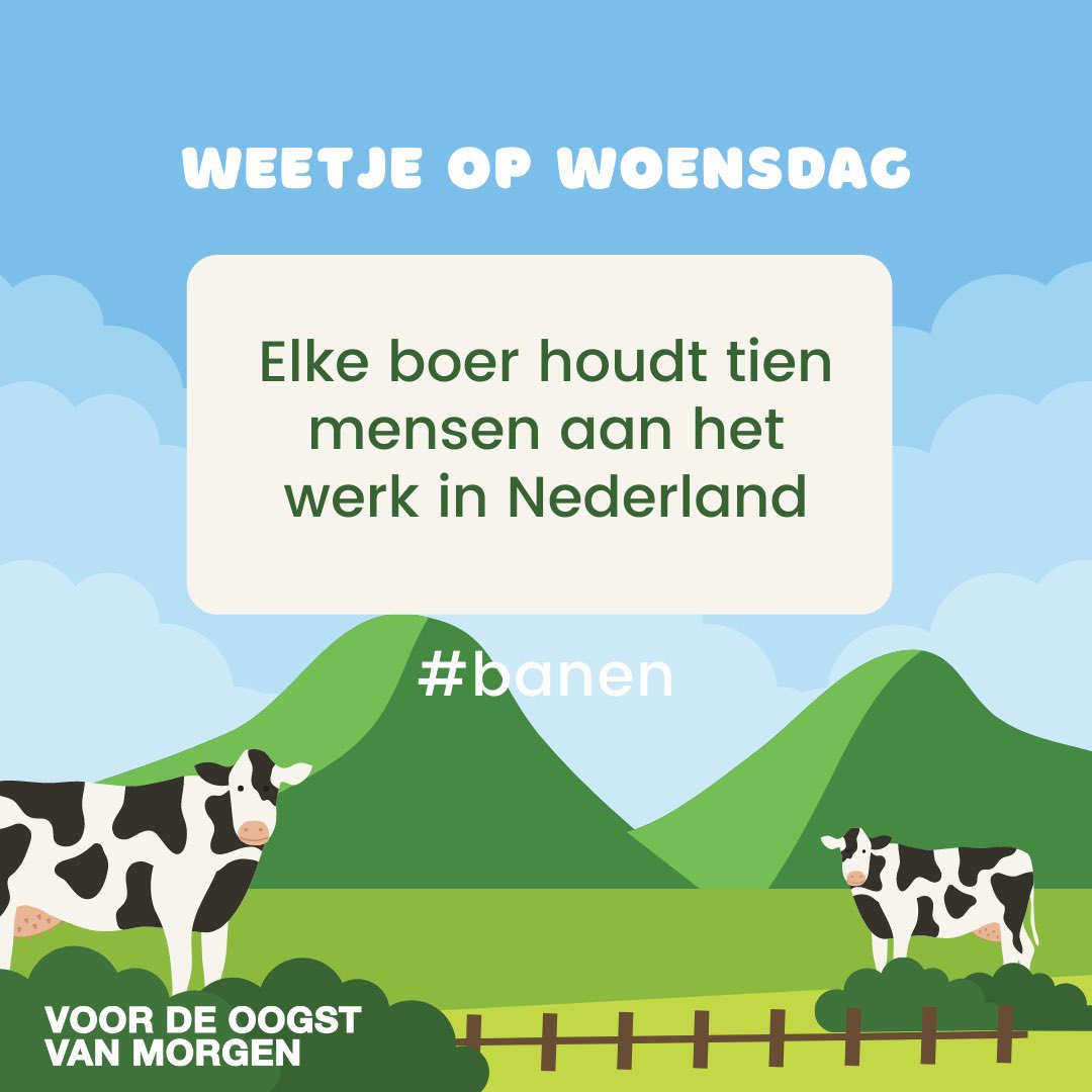 Wist je dat er in totaal ruim 600.000 mensen werken in banen die direct afhankelijk zijn van de agrarische productie? De landbouw levert een forse bijdrage aan de handelsbalans. Lees het hele artikel hier: bit.ly/3B1xc0P #weetjeopwoensdag