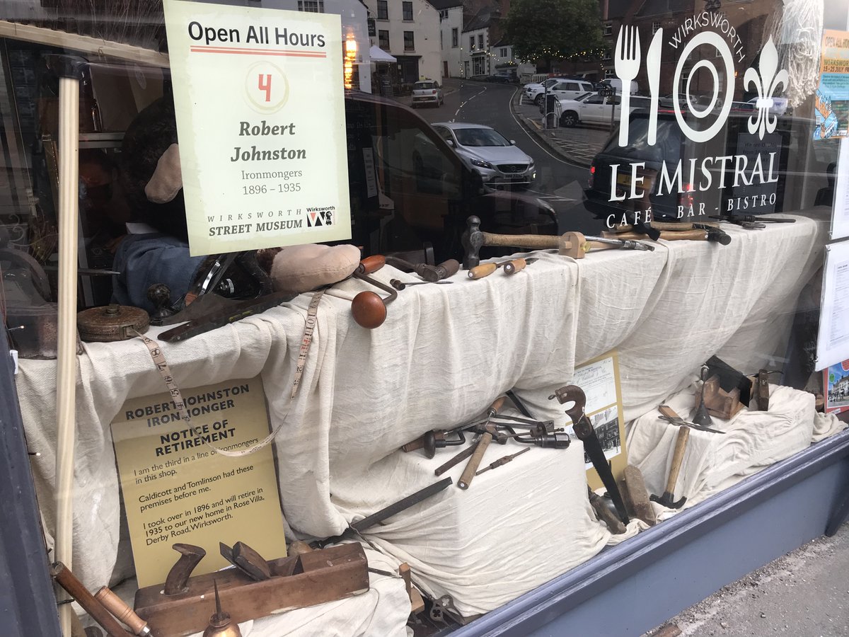 WirksworthInde's tweet photo. A sneak preview of 4 of 16 museum displays in shop windows for #Wirksworth Open All Hours Street Museum, 15-25 July, FREE https://t.co/yroQXViXDP #Derby  #shoplocal Please RT @TraidLinksLtd @SeymourInterior @LeMistralBistro @SaintBetti @PharmacyAdvice @reupcycled @wirks_heritage https://t.co/16T3RJUedY