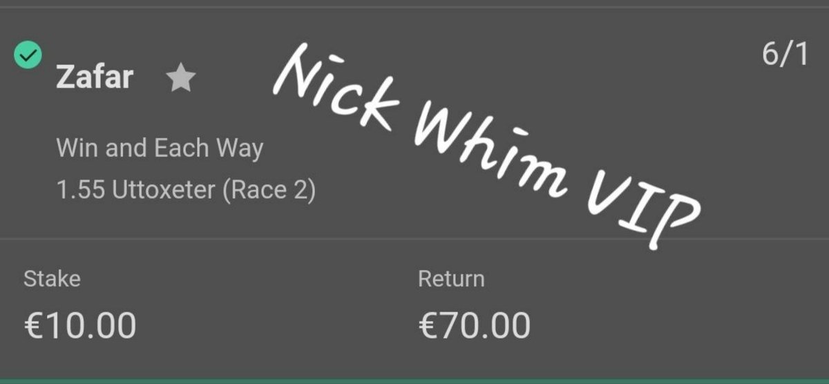 nickswhims's tweet photo. BOOOOOOM

ZAFAR wins for followers at 7/1

Dont miss out on the winners https://t.co/G2hSowmsRu

#HorseRacingTips #horseracing #bettingtips #gambling #winners #profit #nickswhims https://t.co/bVVQDLhbDc