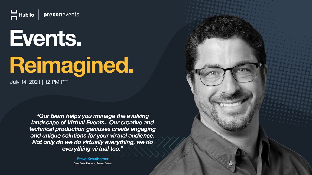 PreconEvents's tweet image. Precon's own Steve Krauthamer will be speaking about what's next for hybrid events, event apps, and event technology with our new partner @Hubiloconnect 

Stop by and check out what Steve and others think about the future of the industry. bit.ly/preconreimagin…