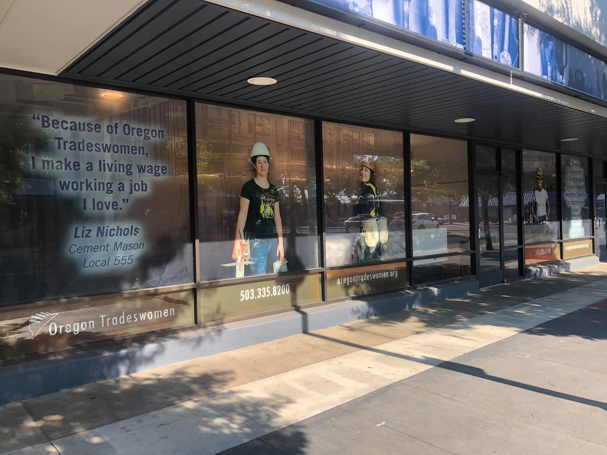 Oregon Tradeswomen found a new home in Rockwood in 2020, but we just made our new HQ truly ours with these brand new window decals of real Oregon Tradeswomen! While our offices are not completely open to the public just yet, they are sure to catch your eyes as you drive by!