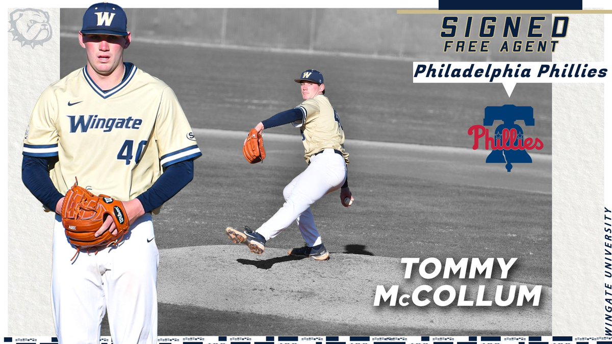 WU_Bulldogs's tweet photo. More Bulldogs in the pros!!

@WingateBaseball reliever Tommy McCollum has signed a free agent deal with the @Phillies !!

Story | https://t.co/c8jbUJ9k1W

#OneDog https://t.co/4QfzArdLN7