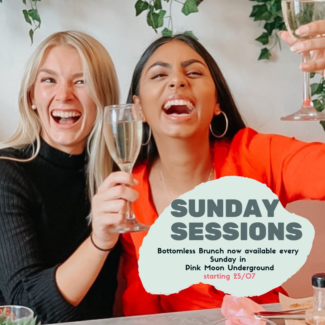 From next week, Bottomless Sunday's are taking Pink Moon by STORM. Who say's Sunday's are a day of rest? We say SUNDAY FUNDAY is the way forward. Available to book now, starting Sunday 25th July in Pink Moon Underground. 🥂🥑