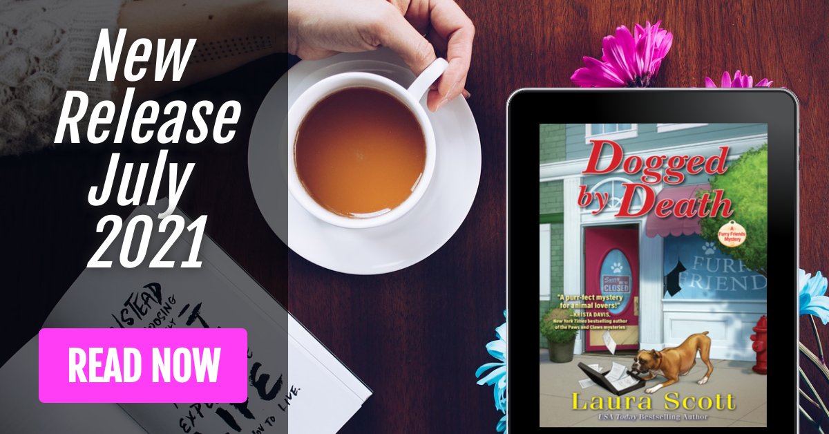 Another Cozy Mystery release for <a href="/laurascottbooks/">Laura Scott</a>, Dogged by Death. Does the dead man's dog know who committed the awful crime? #FHL #FHLCW #NewRelease #cozymystery #cozy