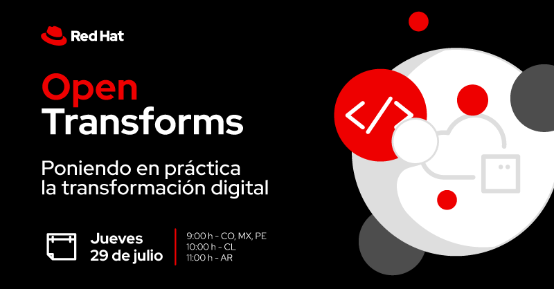 redhatla's tweet photo. ¡Es tiempo de #TransformaciónDigital! Únete a #OpenTransforms y escucha a nuestros clientes y expertos hablar sobre los fundamentos de la transformación con soluciones de software open source. Inscríbete aquí 👉 https://t.co/s1B5lpZWUR https://t.co/vlg0u1lRvH