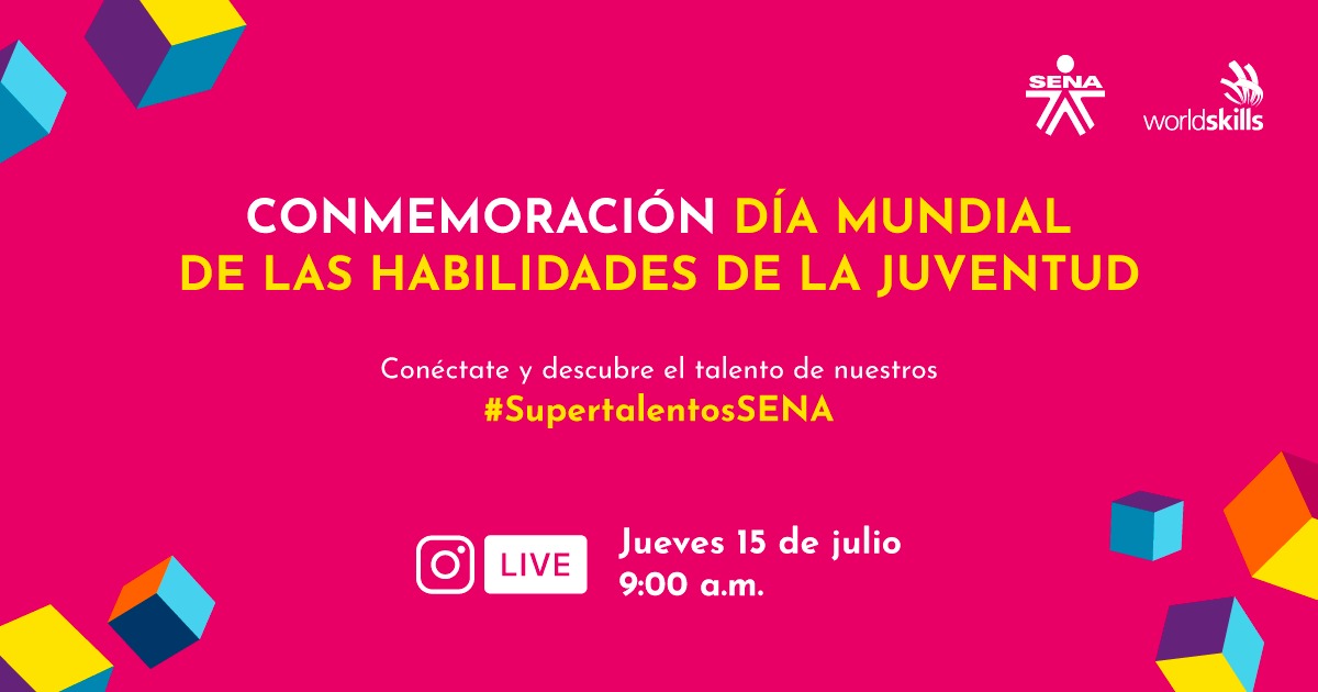 SENAenBolivar's tweet photo. 🥳🤓Mañana es el Día mundial de las habilidades de la juventud y en el SENA nos unimos en un Instagram Live para compartir de cerca con algunos de nuestros #SupertalentosSENA de #WorldSkills. ¡Te esperamos! 🗓️ 15 de julio ⏰9:00 a.m. https://t.co/TrqrTCDqk5