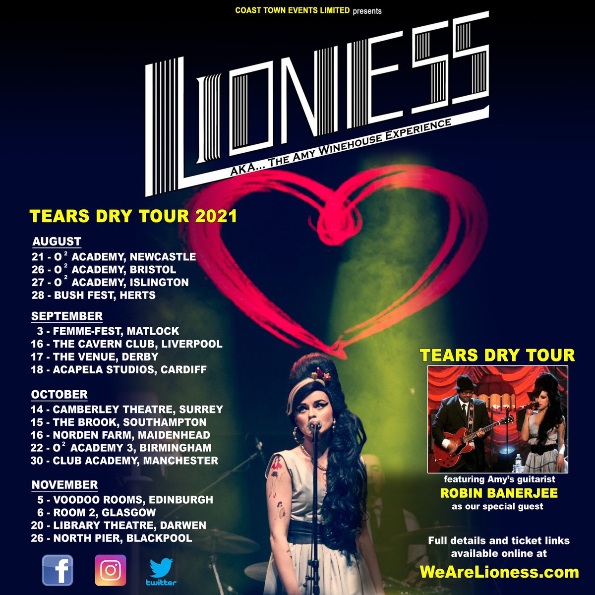 WeAreLioness's tweet photo. Brace yourselves, tour starts in just under 6 weeks… have you got your tickets yet?? XX #AmyWinehouse #tribute #robinbanerjee https://t.co/GMJFk91Ivo