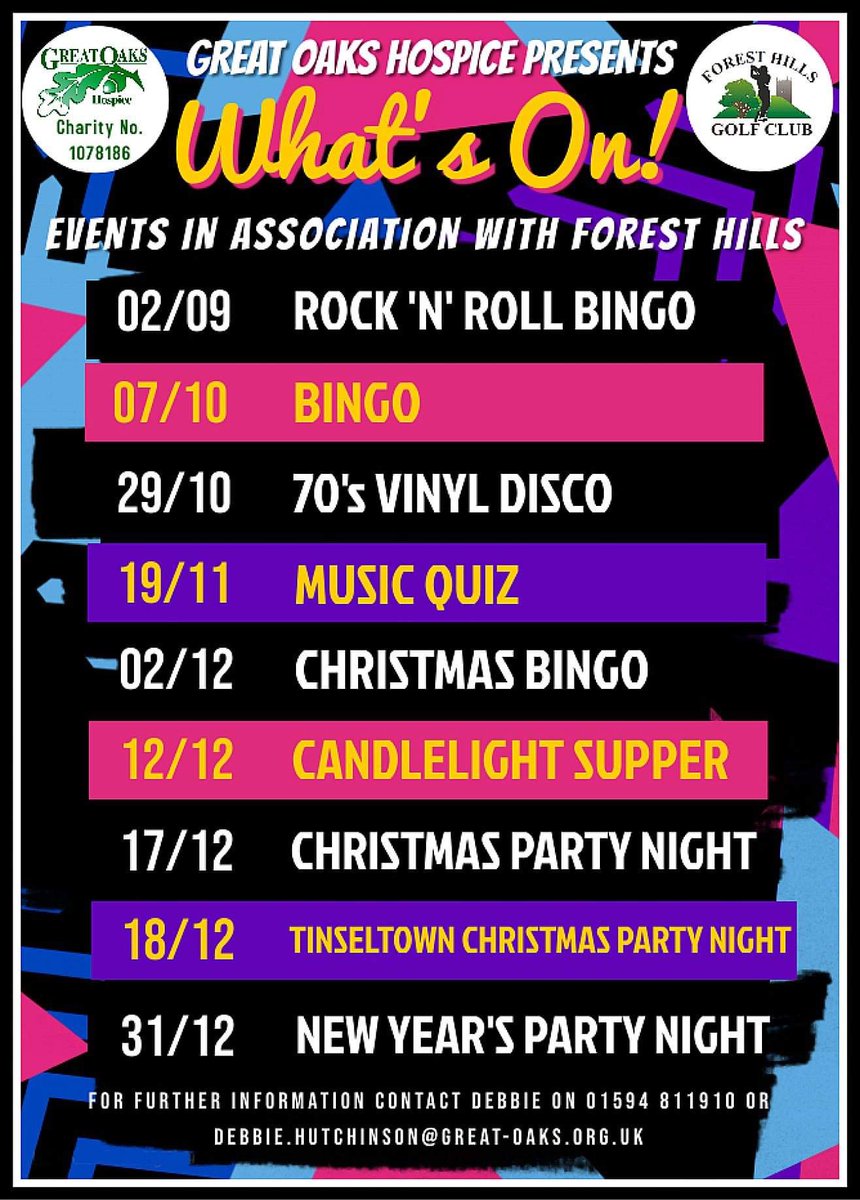 GreatOaksHosp's tweet photo. #GlosHour @foresthillsgc  #Bingo #Seventies #Vinyl #Disco #Music #Dancing   #MusicQuiz #ChristmasParties  #NewYearsEve @petesteaddj 
#Hospice #Charity #Fundraisers https://t.co/riBEPc4wrL