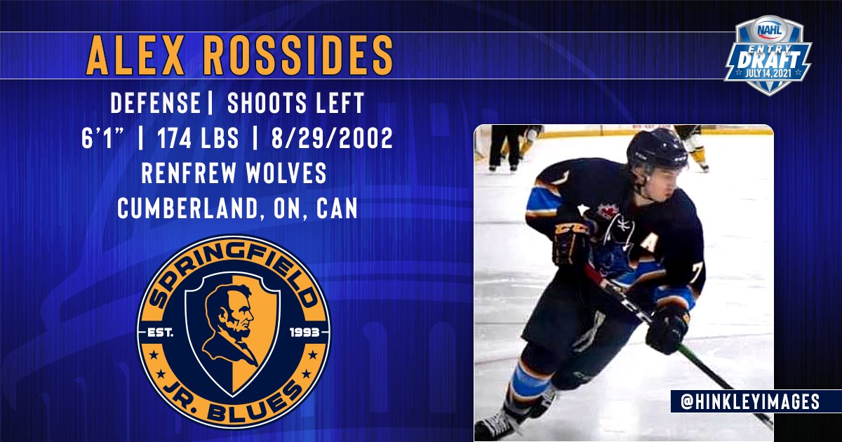 Rd. 4 Pick #93

Our next pick in the 2021 #NAHLEntryDraft is D Alex Rossides!

#JrBluesHockey #WelcomeToSpringfield