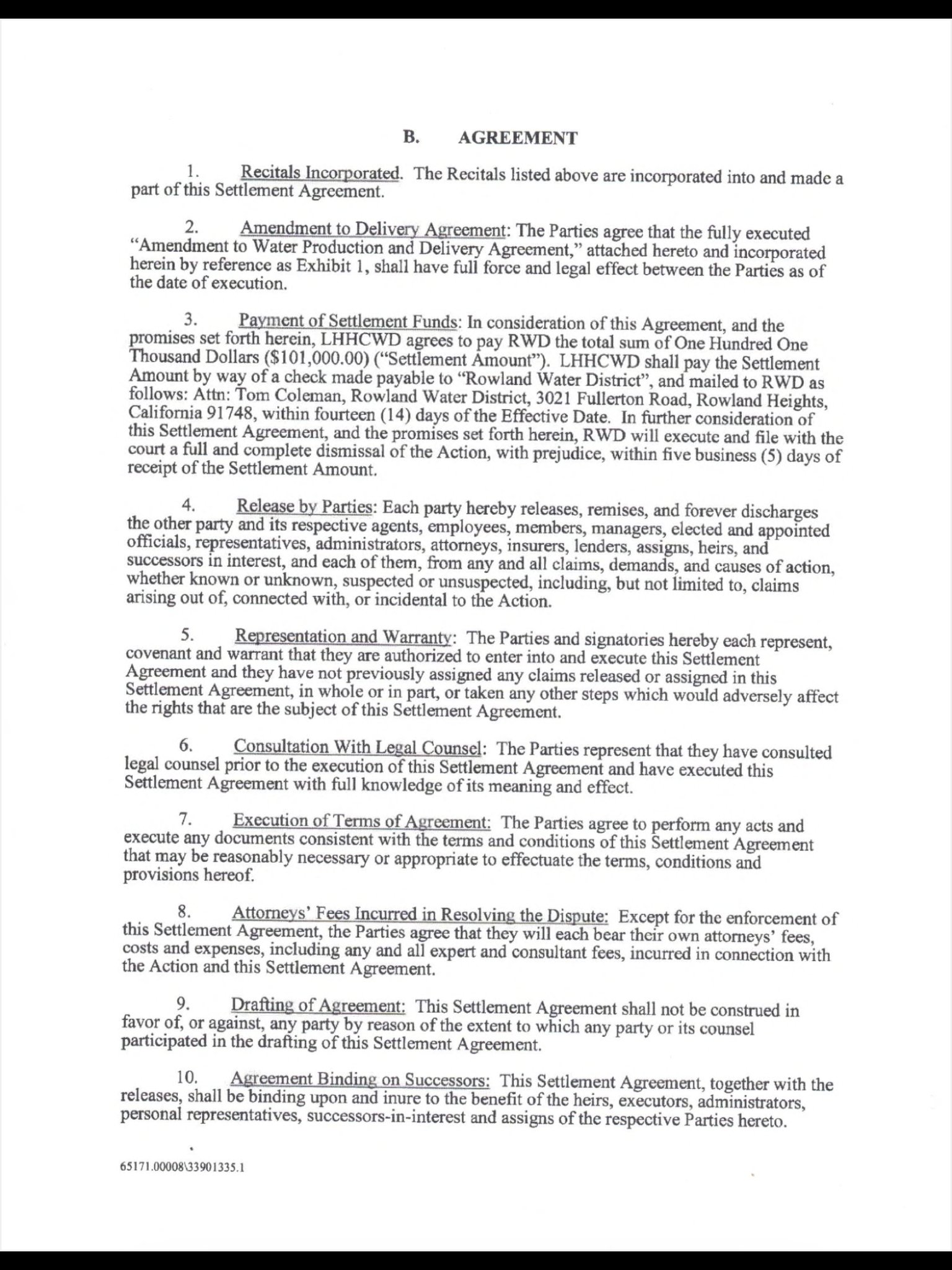 Jane Austen Hamburguesa orquesta LaHabraHeights.Net on Twitter: "Exclusive Confidential Settlement Agreement (see pics) resolving Rowland Water District Lawsuit against La Habra Heights County Water District for Breach of Contract. Settlement includes $101,000 payment by LHHCWD to Jane Austen Hamburguesa orquesta LaHabraHeights.Net on Twitter: "Exclusive Confidential Settlement Agreement (see pics) resolving Rowland Water District Lawsuit against La Habra Heights County Water District for Breach of Contract. Settlement includes $101,000 payment by LHHCWD to