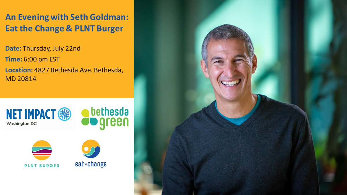 DC Net Impact (@dcnetimpact) on Twitter photo Join us for our first in-person #event at the Eat the Change office to learn more about @eat_the_change and <a href="/PLNTBurger/">PLNT Burger</a> while meeting and mingling with other sustainability-minded professionals.
Tickets can be found here: bit.ly/3yUiXck
<a href="/BethesdaGreen/">Bethesda Green</a> <a href="/HonestSeth/">Seth Goldman</a> Join us for our first in-person #event at the Eat the Change office to learn more about @eat_the_change and <a href="/PLNTBurger/">PLNT Burger</a> while meeting and mingling with other sustainability-minded professionals.
Tickets can be found here: bit.ly/3yUiXck
<a href="/BethesdaGreen/">Bethesda Green</a> <a href="/HonestSeth/">Seth Goldman</a>