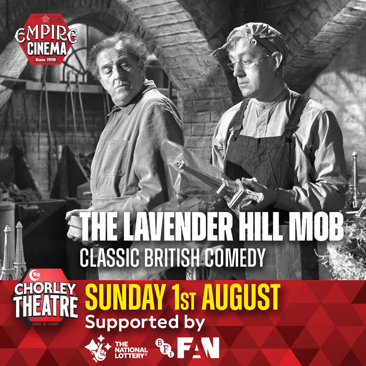 Classic British Comedy with The Lavender Hill Mob on our big-screen Sunday 1st August.