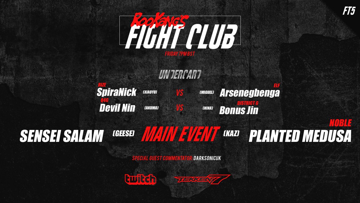 Rookang's Fight Club live again this Friday 7PM UK time on twitch.tv/rookang1 :D I'm really enjoying this new series and the matches have been super hype so far. see you all soon
