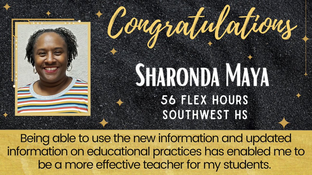 Way to go 👏 to our #FWISD 🌟TOP🌟 #FLEX earner for the 20-21 School Year and for continuing to grow and achieve your professional dreams and goals! @PadroEneida @cheriew29183396 @anne_darr @SouthwestFWISD @w3ndywoohoo