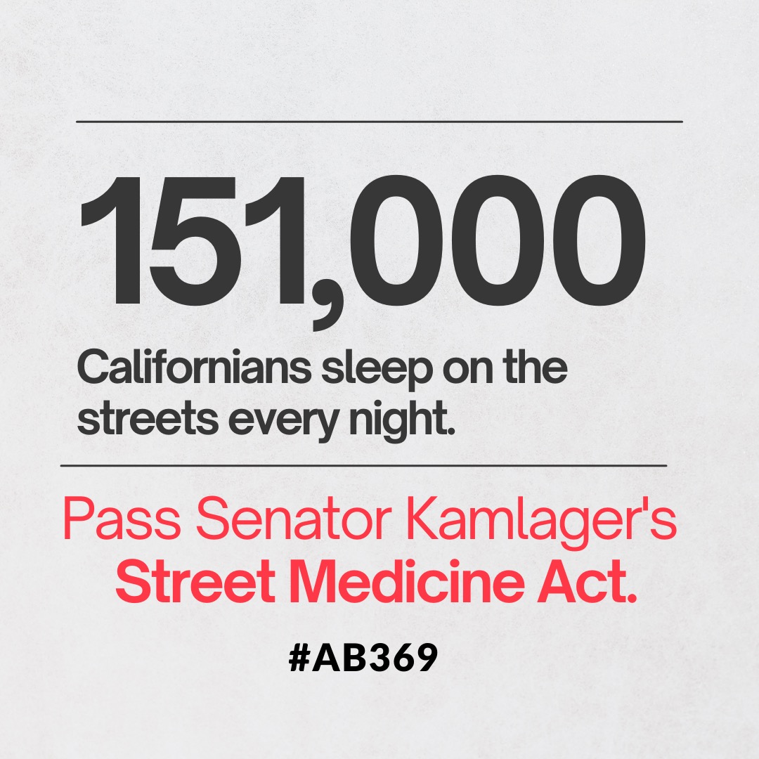 uclaGSA's tweet image. The Street Medicine Act is up for a vote in Senate Health Committee today. If we care about the unhoused, we will pass this bill. #AB369 @DrPanMD @SusanEggman @Scott_Wiener @Senator_Hurtado @MoniqueLimonCA @SenatorLeyva @SenatorMelendez @SenGonzalez_33 @SenSusanRubio @GeneralRoth