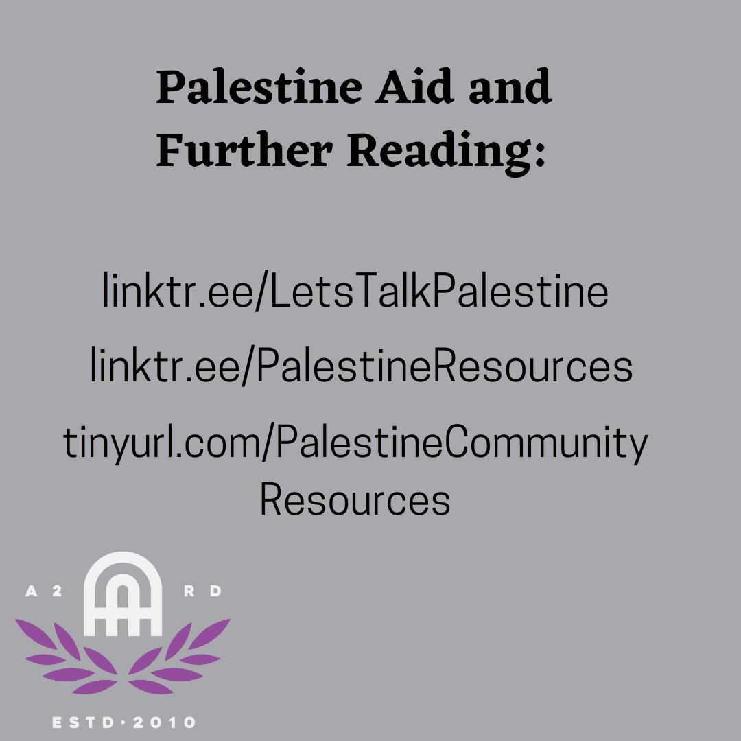 a2rollerderby's tweet photo. We want to share some community crowdsourced lists of resources for learning more about Palestine and finding ways to help, if you have the resources. Look through this masterlist to find out more on how you can help provide aid to those in Palestine:

https://t.co/ixYuCdvrKa https://t.co/kEA2FBHoY7