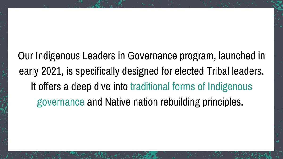 NativeGov's tweet photo. Our #Indigenous Leaders in #Governance program is specifically designed for #TribalLeaders. Ultimately, it helps Native nations #thrive on their own terms. 
Learn more about our new program: https://t.co/BndduwABoT
#SovereigntyMatters #NativeNationsLead https://t.co/eVpTxbZLw0