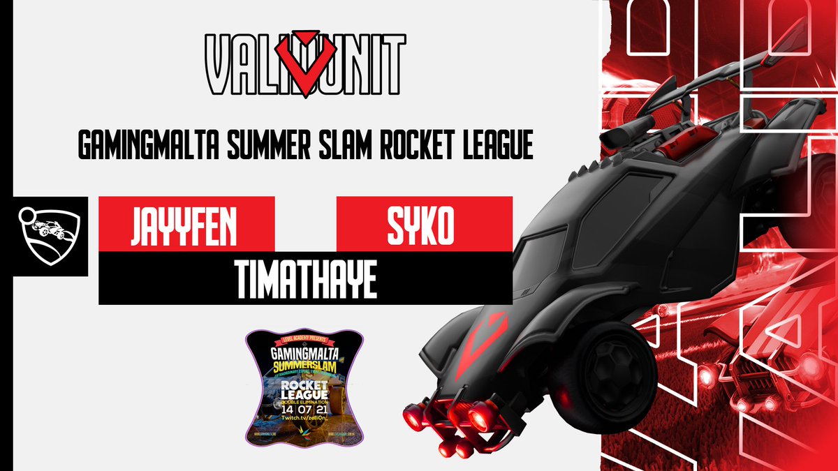 ValidUnit's tweet image. #RocketLeague⚽🚀

GAMINGMALTA SUMMER SLAM ROCKET LEAGUE #1🏆

Our trio consisting of @JayyFen, @ValidSyko &amp;amp; @timathaye are ready for the first edition of the @gamingmalta Summer Slam Rocket League event!👌

Good luck!🤞

#WeAreValid❤️