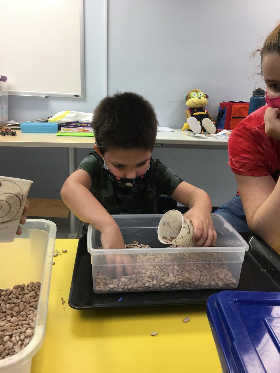 LabSchoolDC's tweet image. OT fun and skill building—from exploring different movement senses by swinging in a ladybug swing to building fine motor skills and exploring tactile senses by playing with the beans. #LabSummer
