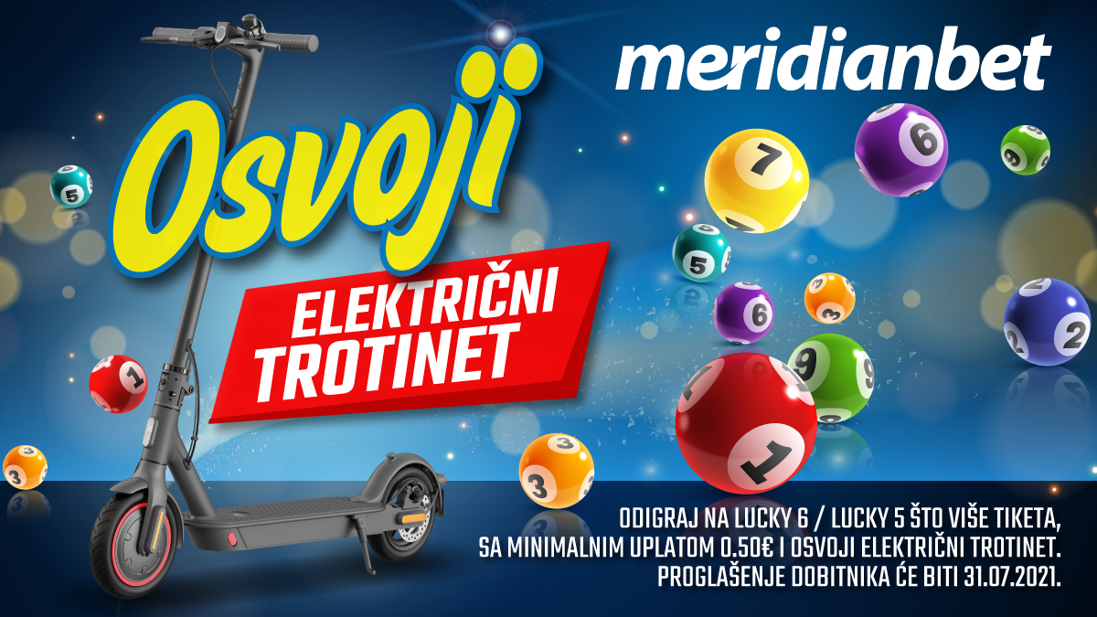 meridianbetme's tweet photo. Igraj svoje omiljene brojeve i osvoji električni trotinet!🤑
Odigraj što više Lucky6 / Lucky5 tiketa i uvećaj šansu da osvojiš ELEKTRIČNI TROTINET! 🎱 🎁😎 https://t.co/GYFxTBXVT6
#meridianbet #lucky6 #lucky 5 #online #promocija #tiket #online #elektricnitrotinet #trotinet https://t.co/GM5nR9ns18