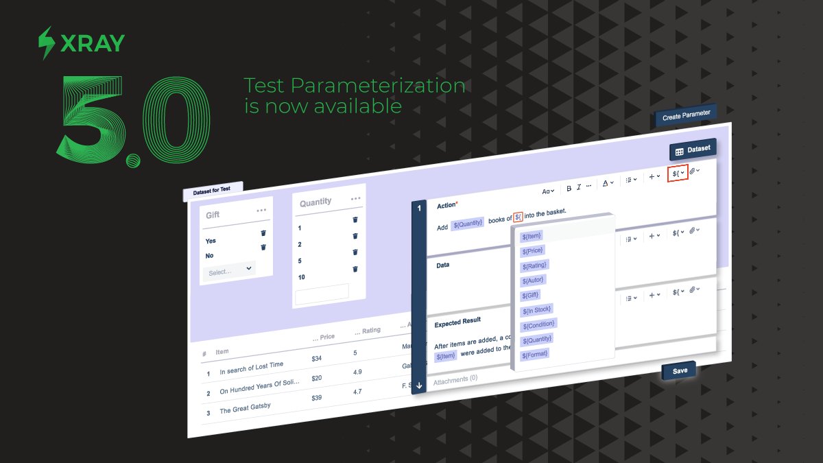 XrayApp's tweet image. #TestParameterization is now also available on Xray Server & Data Center 🥳 Easily execute the same test multiple times with different input values, and minimize repetitive tests. Learn more here: hubs.li/H0Sg66y0 #SoftwareTesting #DataDrivenTesting #TestManagement