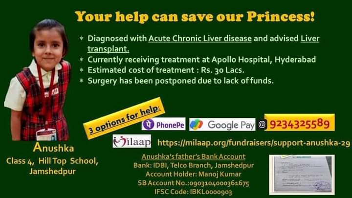 Susmita30030522's tweet photo. @SonuSood @SoodFoundation  Sonu sir , this little kid anushka who is just 8 years old is diagnosed with liver cirrhosis and needs immediate liver transplant but due to lack of funds her surgery is postponed&amp; is currently admitted in apollo hospital Hyderabad.kindly help her sir🙏 https://t.co/Jl9KntOxDE