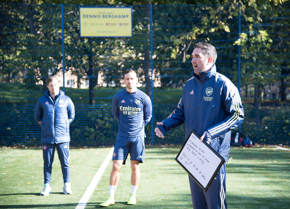 AFCCommunity's tweet photo. The Arsenal Community Coach Development Programme gives volunteers the opportunity to gain football coaching skills and experience whilst representing the Club in London and potentially (COVID permitting!) around the world. Apply now to start in September. https://t.co/XcSvx5I8rC https://t.co/s0MtoGy6Wo