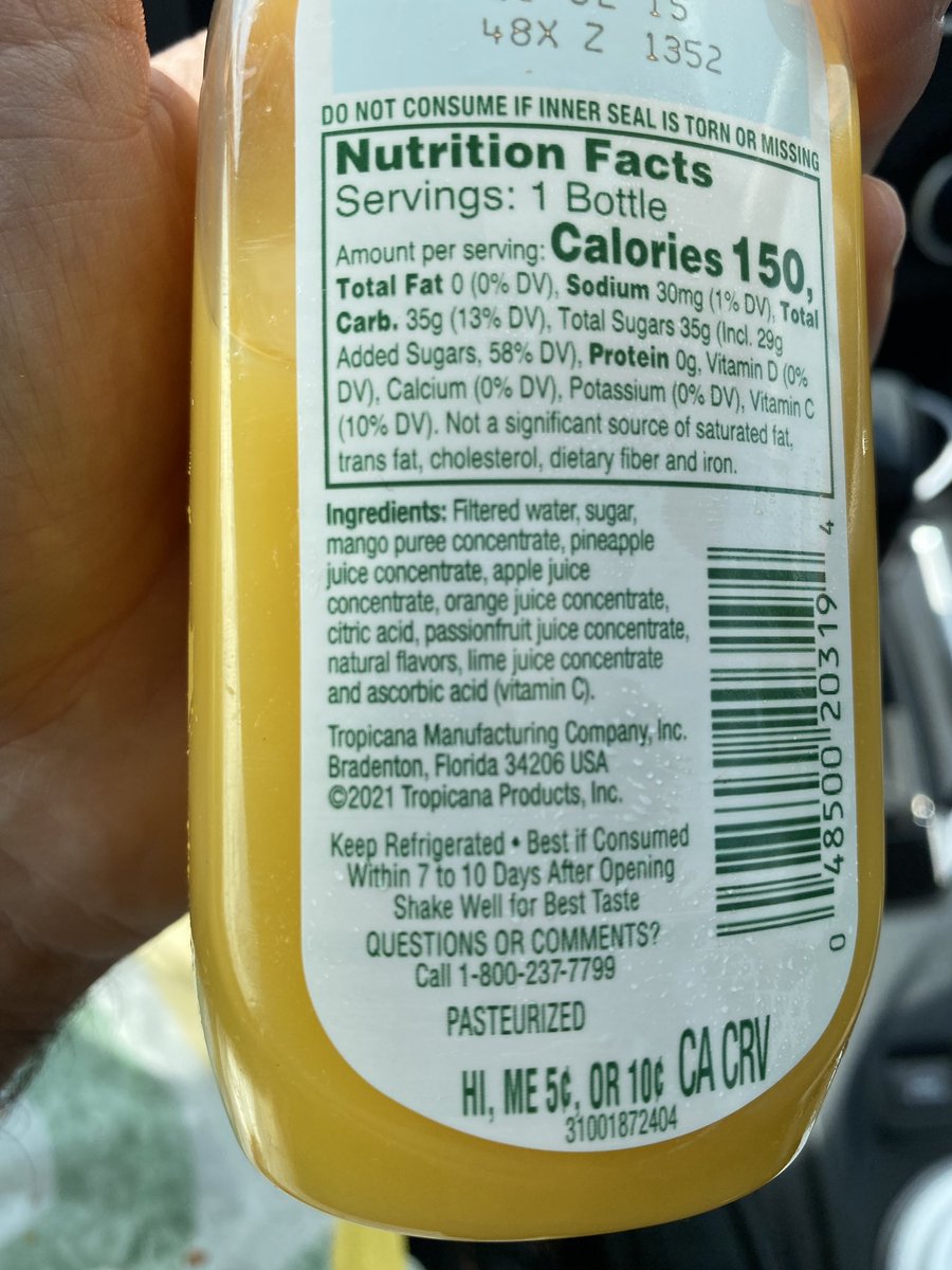 MichaelFenn's tweet photo. @Tropicana when I buy orange juice I want to drink orange juice. Not mango, apple, pineapple, passion fruit, lime and natural flavours concentrate. 😂 #readthelabel #15percentjuice https://t.co/WyuPdGhbpi